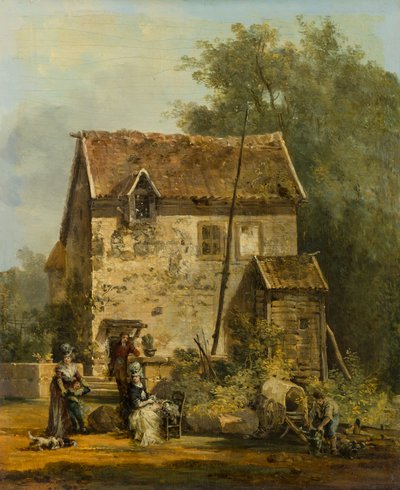 Elegant Company in a Garden by Louis Gabriel Moreau